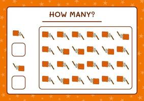 How many Stump with Ax, game for children. Vector illustration, printable worksheet