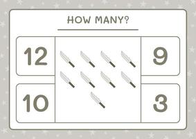 How many Knife, game for children. Vector illustration, printable worksheet