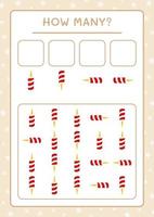 How many christmas candle, game for children. Vector illustration, printable worksheet