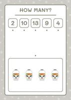 How many Skull, game for children. Vector illustration, printable worksheet