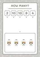 How many Skull, game for children. Vector illustration, printable worksheet