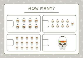 How many Skull, game for children. Vector illustration, printable worksheet