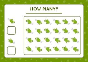 How many Zombie Hand, game for children. Vector illustration, printable worksheet