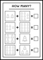 How many christmas bell, game for children. Vector illustration, printable worksheet