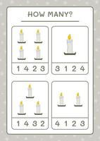 How many Candle, game for children. Vector illustration, printable worksheet