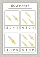 How many Sword, game for children. Vector illustration, printable worksheet