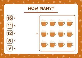 How many christmas mug, game for children. Vector illustration, printable worksheet