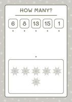 How many Cobweb, game for children. Vector illustration, printable worksheet