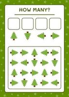 How many christmas tree, game for children. Vector illustration, printable worksheet