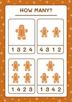 How many gingerbread cookie, game for children. Vector illustration, printable worksheet