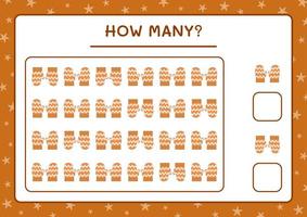 How many winter mittens, game for children. Vector illustration, printable worksheet