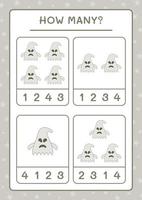 How many Ghost, game for children. Vector illustration, printable worksheet