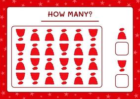 How many santa claus red bag, game for children. Vector illustration, printable worksheet