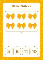 How many ribbon, game for children. Vector illustration, printable worksheet