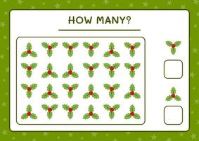 How many holly berry, game for children. Vector illustration, printable worksheet