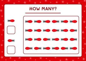 How many christmas light, game for children. Vector illustration, printable worksheet