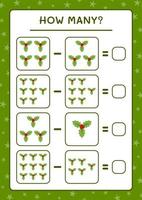 How many holly berry, game for children. Vector illustration, printable worksheet