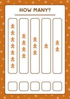 How many gingerbread cookie, game for children. Vector illustration, printable worksheet