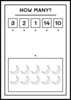 How many Moon, game for children. Vector illustration, printable worksheet