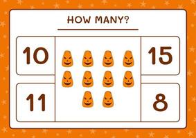 How many Pumpkin, game for children. Vector illustration, printable worksheet