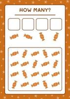 How many christmas candy, game for children. Vector illustration, printable worksheet