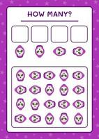 How many Ghost, game for children. Vector illustration, printable worksheet