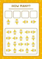 How many Witch, game for children. Vector illustration, printable worksheet