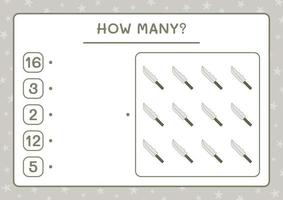 How many Knife, game for children. Vector illustration, printable worksheet