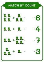 Match by count of Leprechaun boot, game for children. Vector illustration, printable worksheet