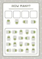 How many Mummy, game for children. Vector illustration, printable worksheet