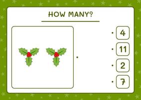 How many holly berry, game for children. Vector illustration, printable worksheet