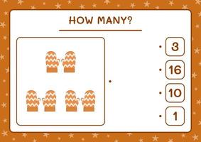 How many winter mittens, game for children. Vector illustration, printable worksheet