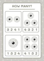 How many Eye, game for children. Vector illustration, printable worksheet