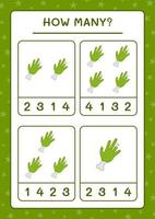 How many Zombie Hand, game for children. Vector illustration, printable worksheet