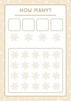 How many snowflake, game for children. Vector illustration, printable worksheet