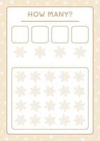 How many snowflake, game for children. Vector illustration, printable worksheet