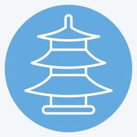 pagoda de icono. adecuado para el símbolo de la educación. estilo de ojos azules. diseño simple editable. vector de plantilla de diseño. ilustración sencilla