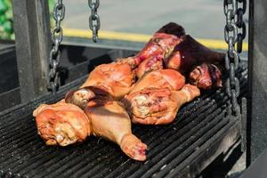 grilled turkey legs prepared outdoors photo