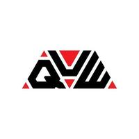 QUW triangle letter logo design with triangle shape. QUW triangle logo design monogram. QUW triangle vector logo template with red color. QUW triangular logo Simple, Elegant, and Luxurious Logo. QUW