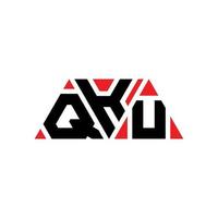 QKU triangle letter logo design with triangle shape. QKU triangle logo design monogram. QKU triangle vector logo template with red color. QKU triangular logo Simple, Elegant, and Luxurious Logo. QKU