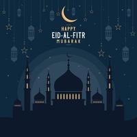 resumen religioso feliz eid al fitr mubarak ilustración vectorial islámica vector