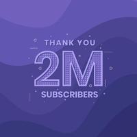 Thank you 2000000 subscribers 2m subscribers celebration. vector