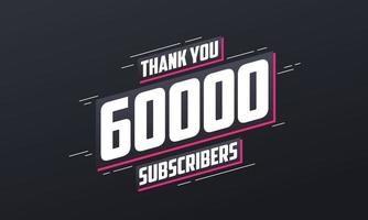 Thank you 60000 subscribers 60k subscribers celebration. vector