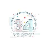 34 years Anniversary celebration, Modern 34 Anniversary design vector