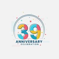 39 Anniversary celebration, Modern 39th Anniversary design vector