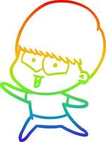 rainbow gradient line drawing cartoon happy boy vector