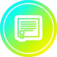 diploma certificate circular in cold gradient spectrum vector
