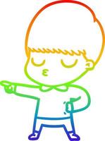 rainbow gradient line drawing cartoon calm boy vector