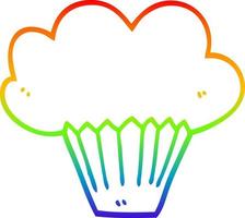 rainbow gradient line drawing cartoon muffin vector