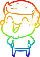 rainbow gradient line drawing cartoon man laughing vector